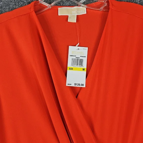 Michael Kors Sleeveless V-Neck Coral Red Gold Hardware Women's Dress MSRP $120 - Picture 2 of 10